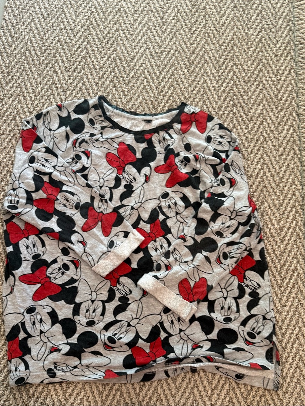 Disney Minnie Mouse Gray, Black & Red Kids Pajama Top